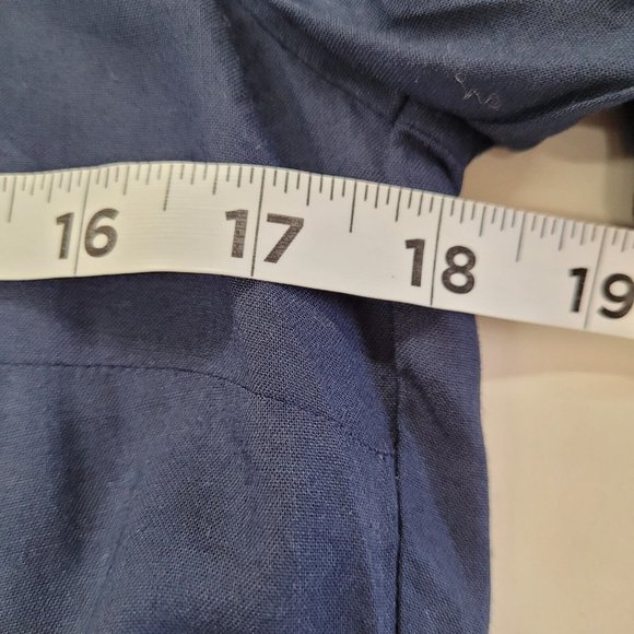 S Oliver Top Women 10 Navy Blue Button‎ Back Long Sleeve Blouse Pleated - Picture 11 of 14